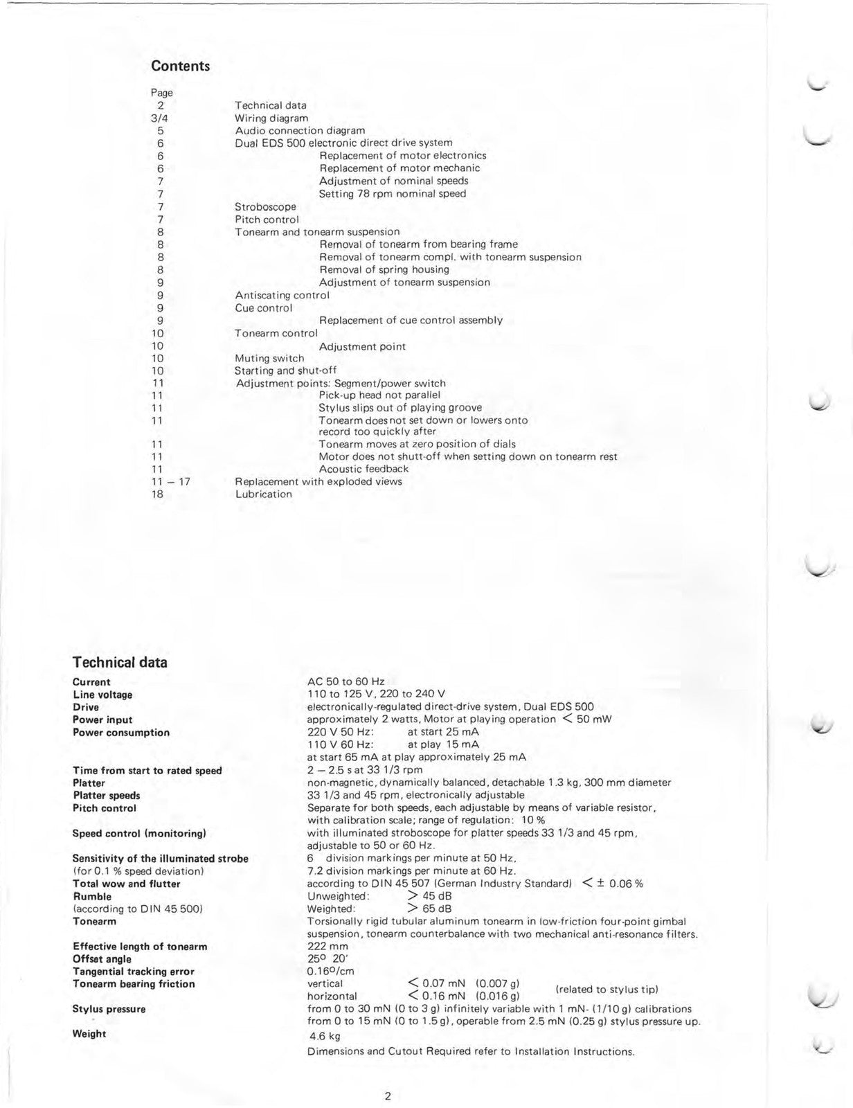 DUAL 604 Turntable Service Manual- WIRE BOUND - TOUGH COVERS