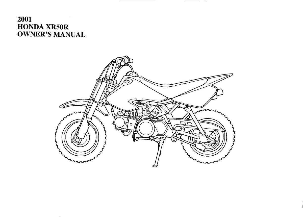 HONDA XR50R Owners Manual 2001 - STEEL WIRE BOUND - PROTECTIVE COVERS