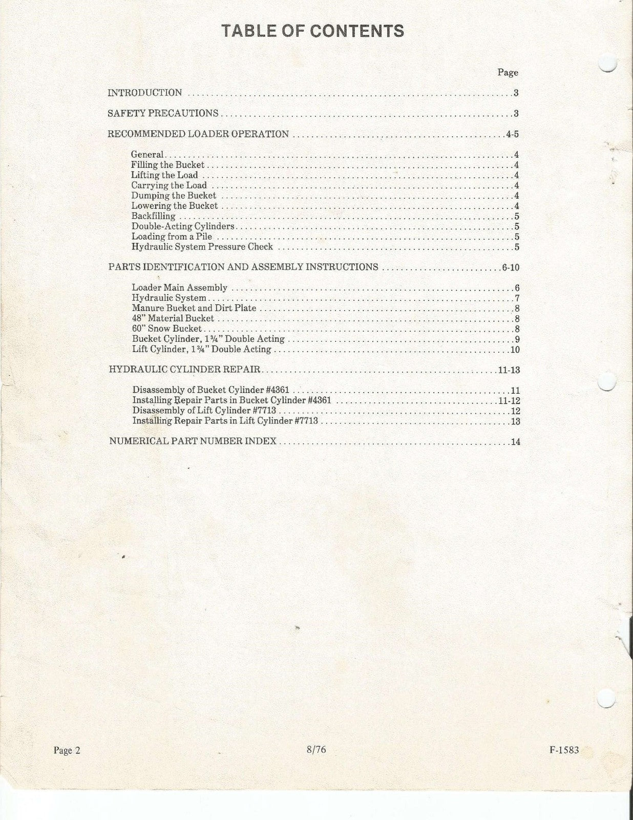 KUBOTA Model 1200 Loader For L-Series Tractors Owners Manual - WIRE BOUND