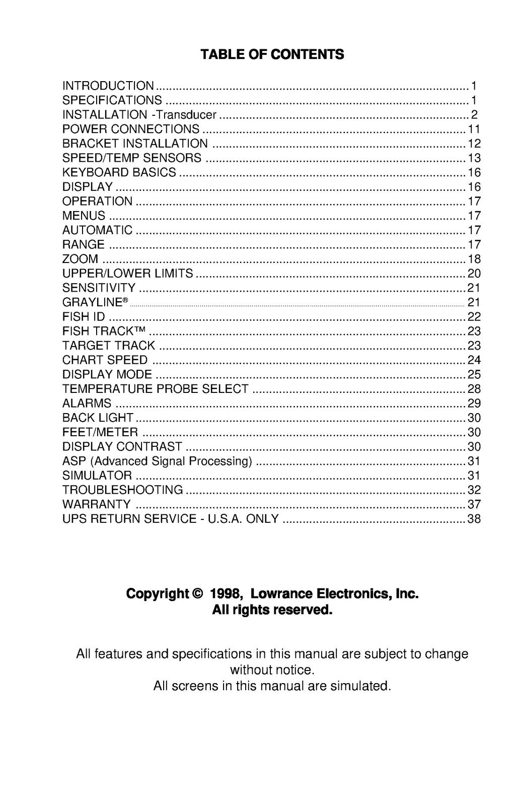 LOWRANCE X-28 X-38 X-48 Installation And Operation Instructions Manual - BOUND