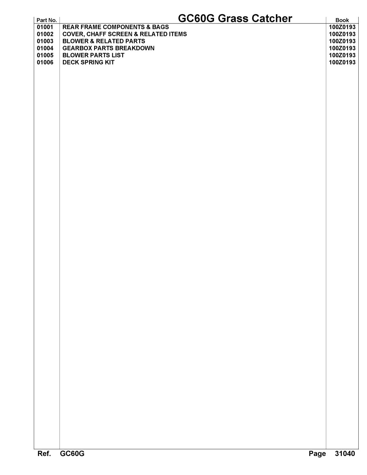 KUBOTA GC60G Parts Manual - STEEL WIRE BOUND - PROTECTIVE COVERS