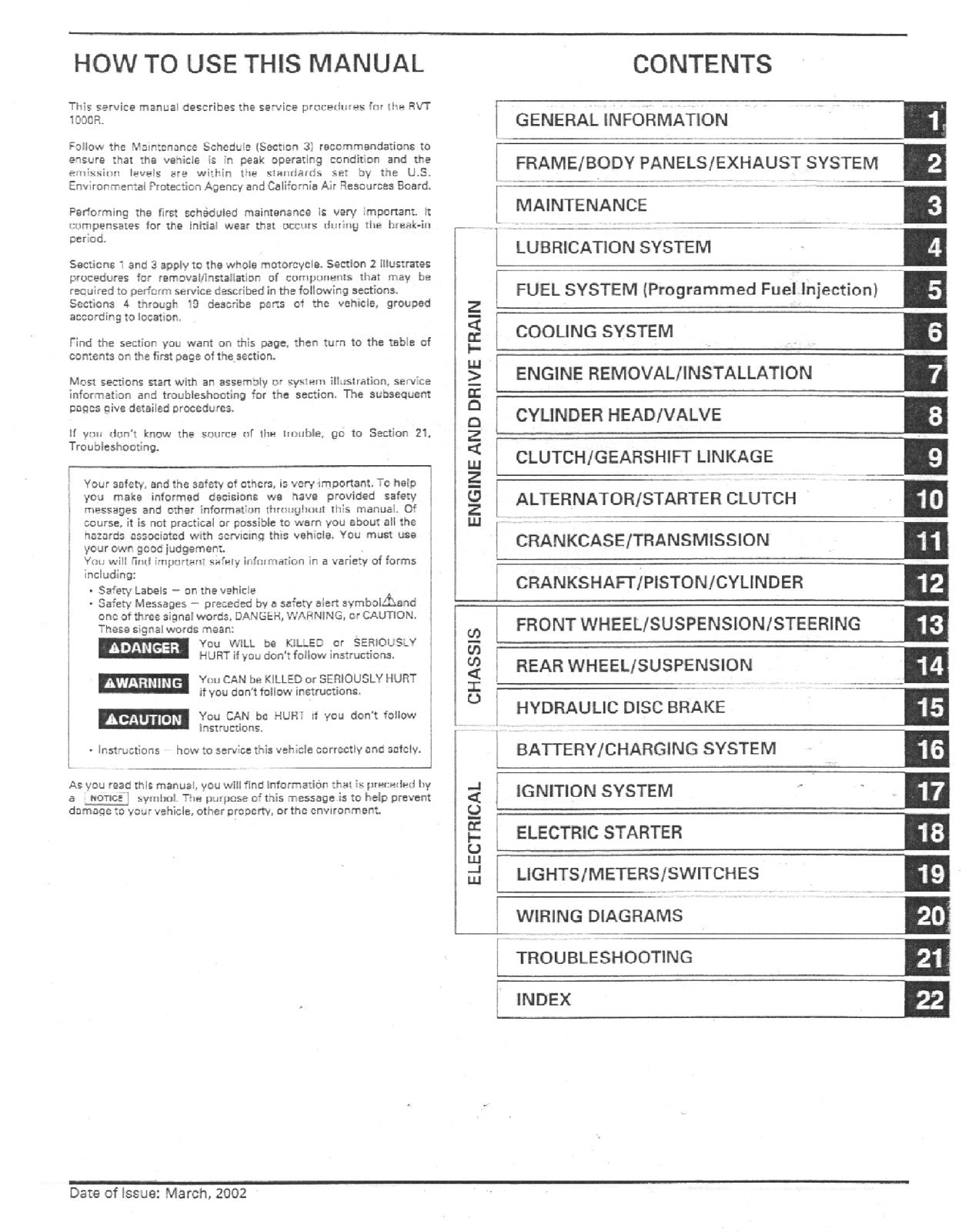 HONDA RVT1000R RC51 Service Manual - BOUND - COVERS - XL FOLDOUT PAGES