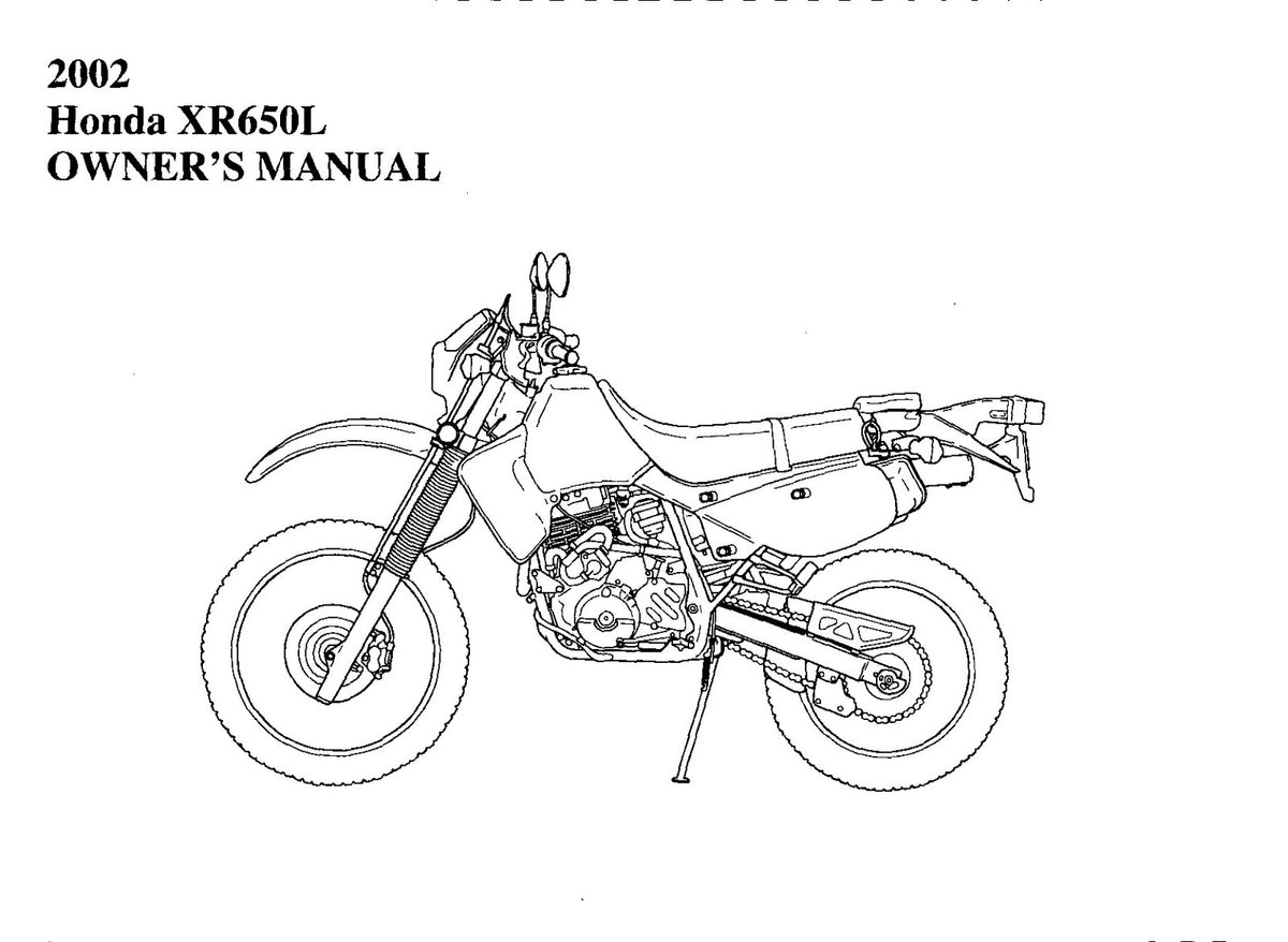 HONDA XR650L Owners Manual 2002 - STEEL WIRE BOUND - PROTECTIVE COVERS