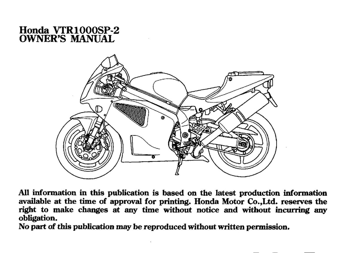 HONDA VTR1000SP-2 Owners Manual 2004 - STEEL WIRE BOUND - PROTECTIVE COVERS