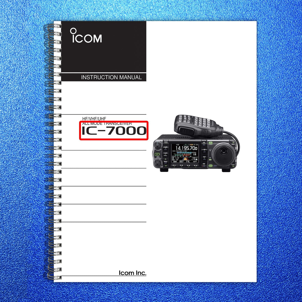 ICOM IC-7000 IC-PW2 Transceiver & Amplifier Operators Manual BUNDLE - WIRE BOUND