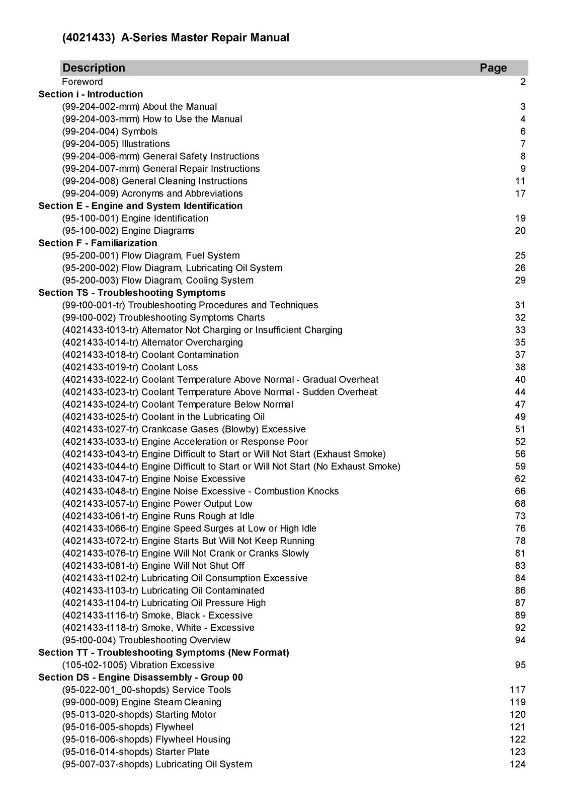 CUMMINS A Series Engine Master Repair Manual 2003 - WIRE BOUND - TOUGH COVERS