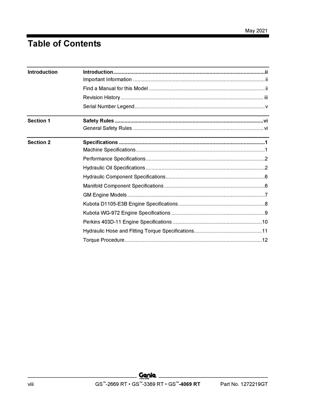 GENIE GS-2669 RT GS-3369 RT GS-4069 RT Service And Repair Manual 2021, FOLDOUTS