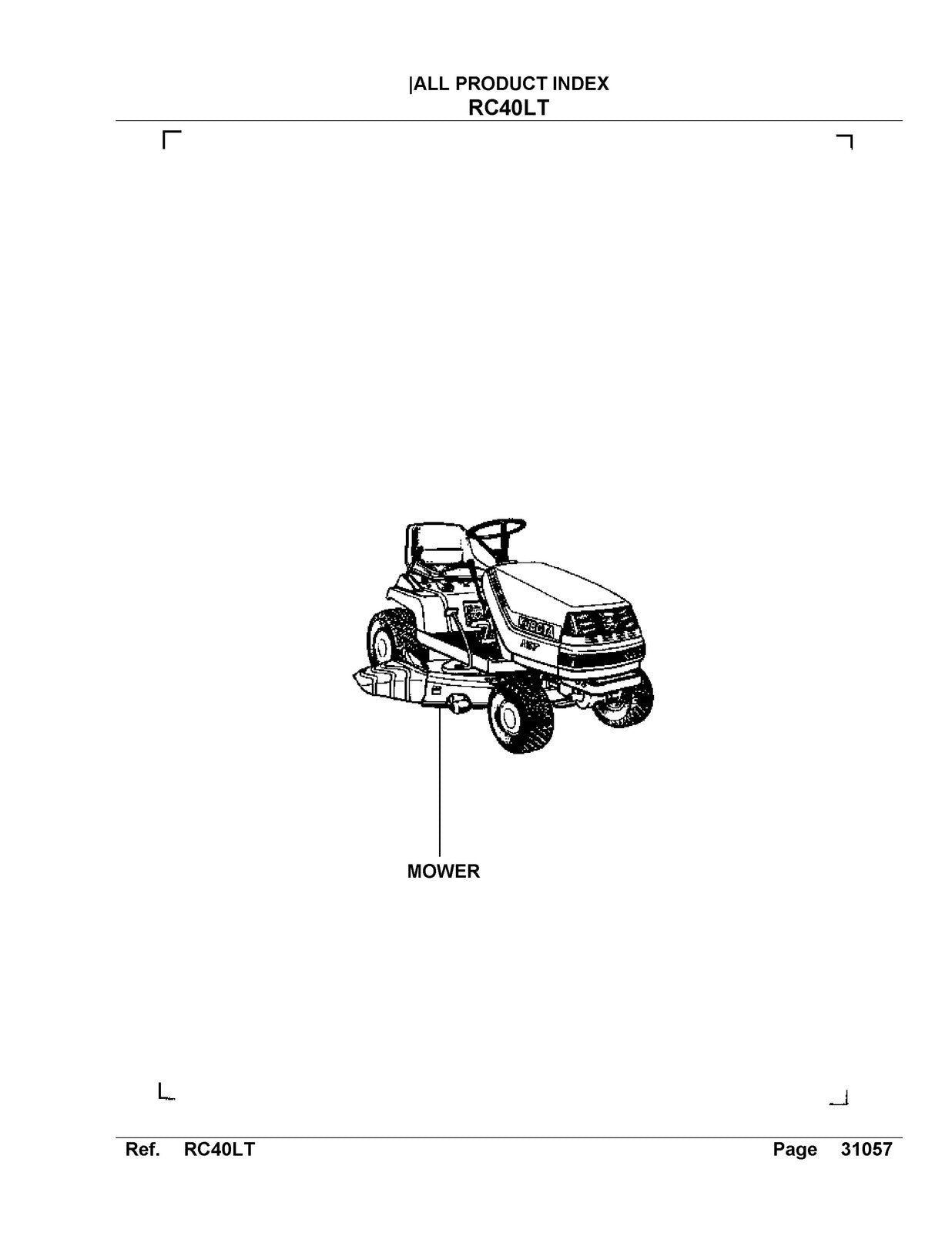 KUBOTA RC40LT Parts Manual - STEEL WIRE BOUND - PROTECTIVE COVERS