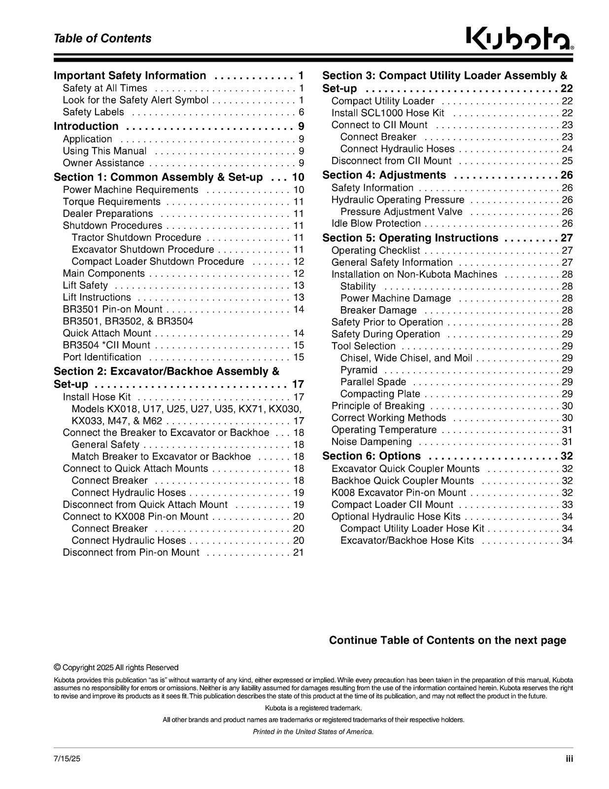 LAND PRIDE BR35 BR Series Breakers Operators Manual - WIRE BOUND - TOUGH COVERS