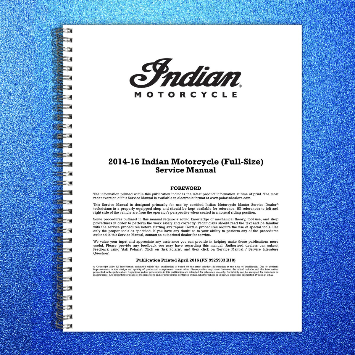 INDIAN Full Size Motorcycle 2014-2024 Service Manual BUNDLE - WIRE BOUND
