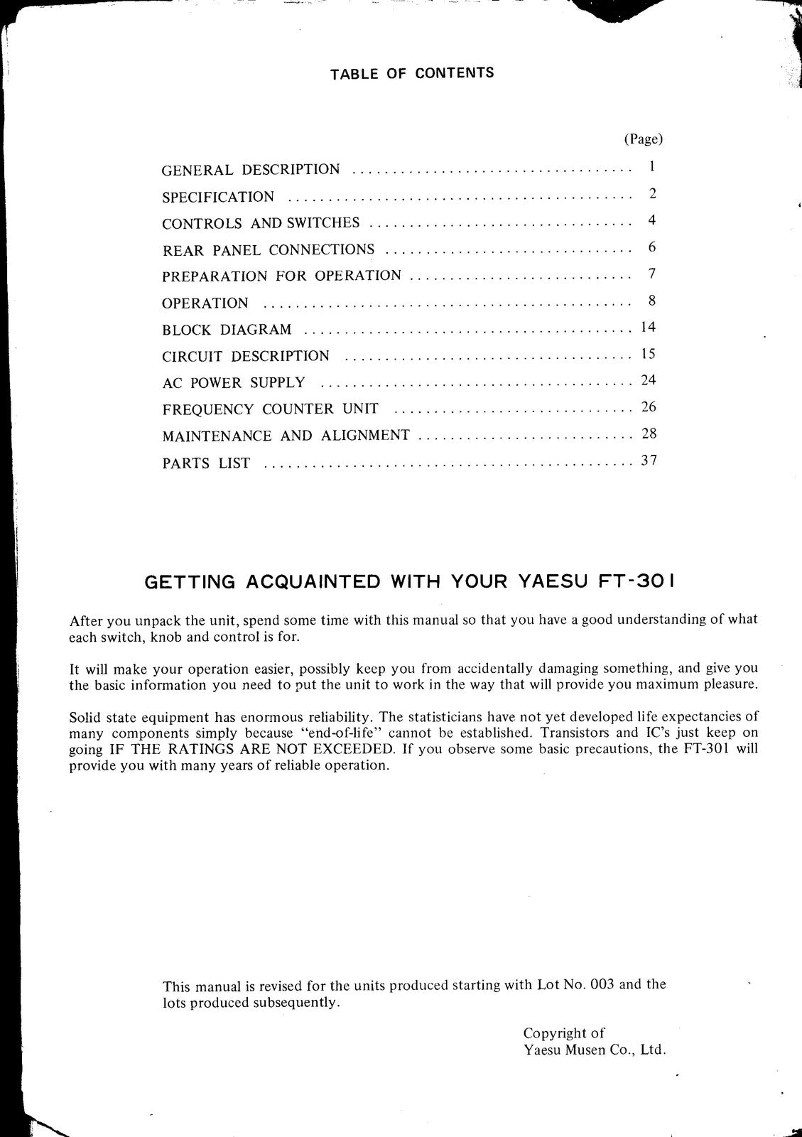 YAESU FT-301 Instruction and Service Manual - STEEL WIRE BOUND - TOUGH COVERS
