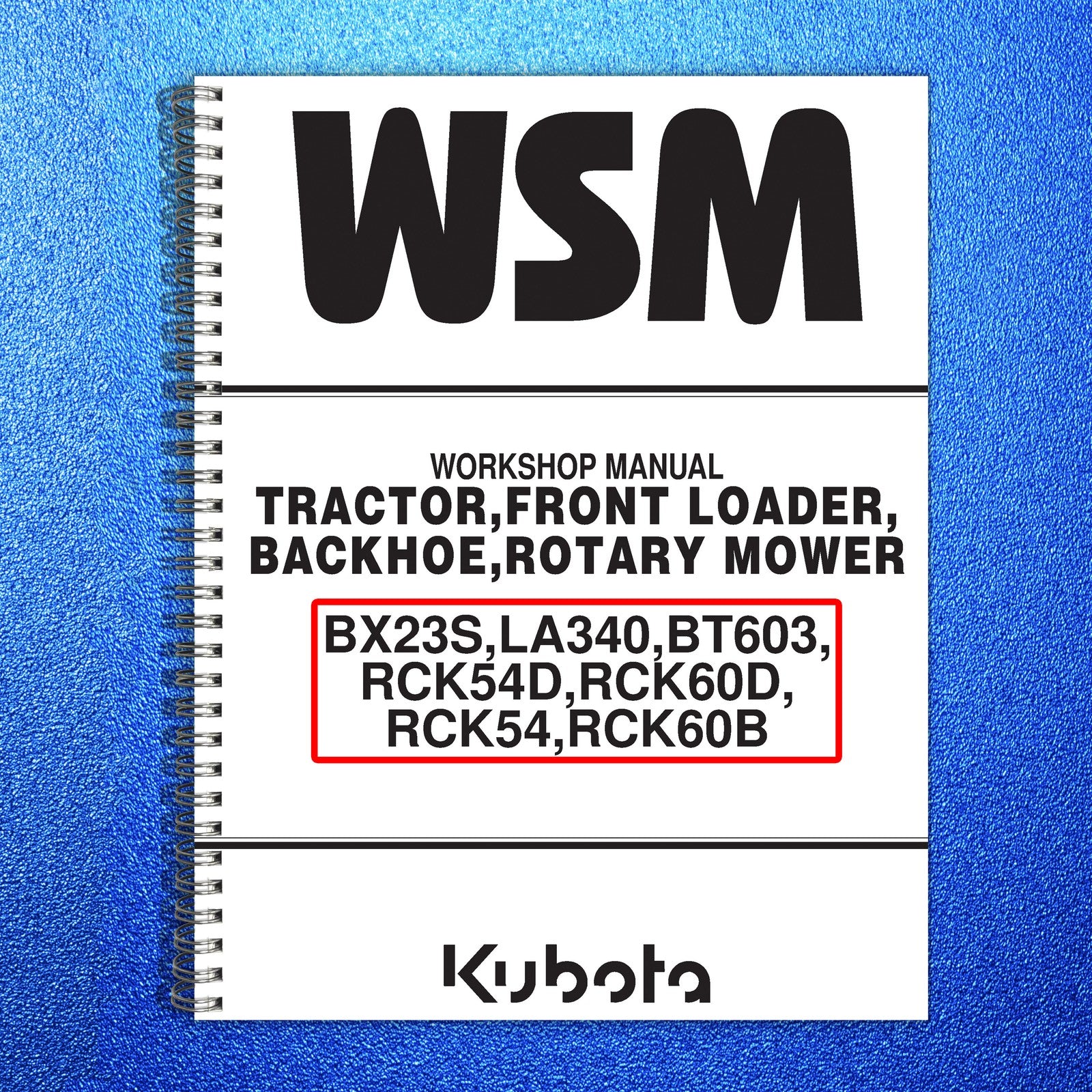 KUBOTA BX23S Workshop & Operators Manual BUNDLE - WIRE BOUND - TOUGH COVERS