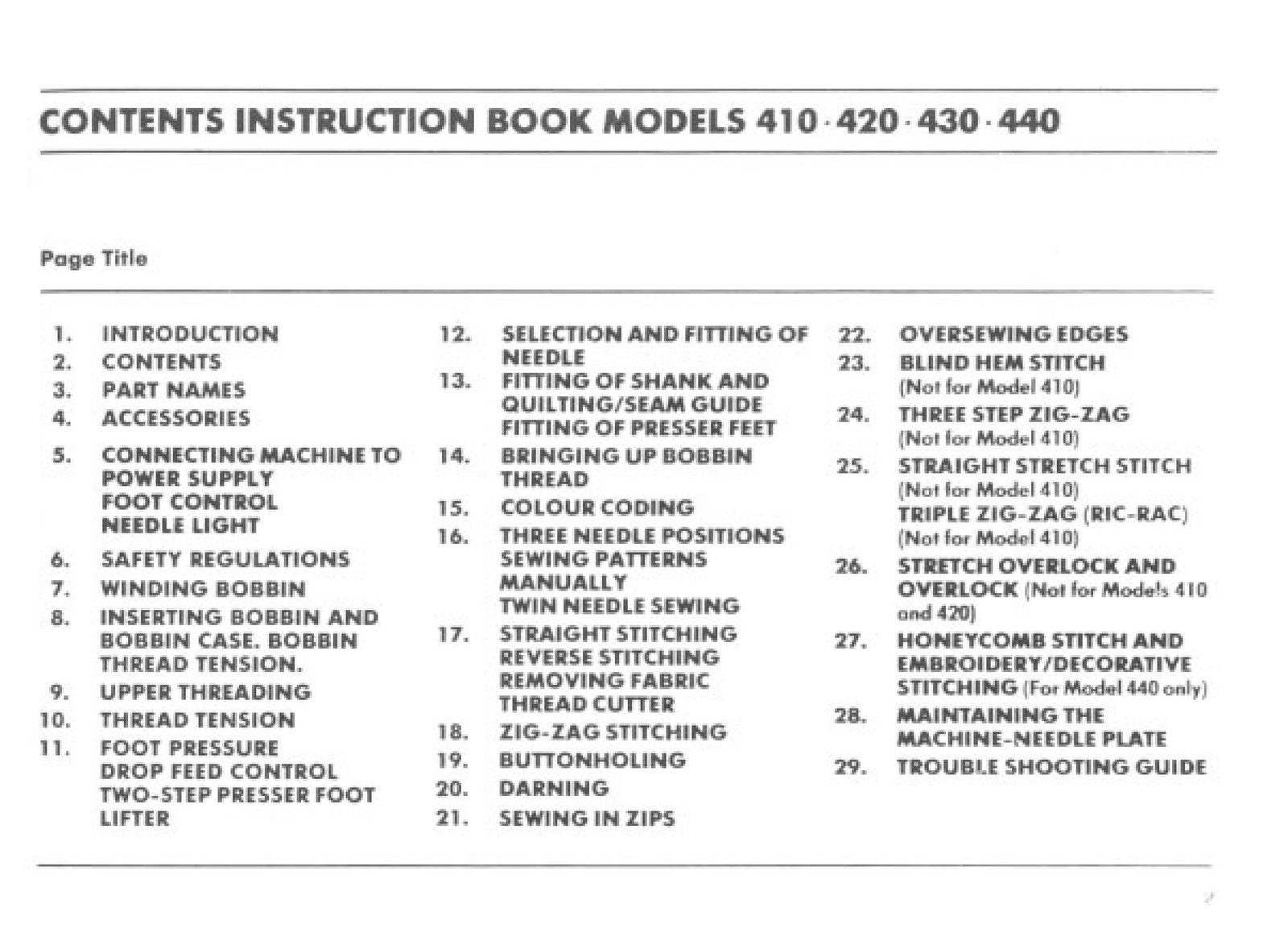 BERNETTE 410 420 430 440 Sewing Machine Instruction Book Manual - WIRE BOUND
