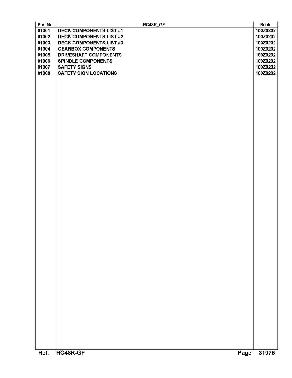 KUBOTA RC48R-GF Parts Manual - STEEL WIRE BOUND - PROTECTIVE COVERS