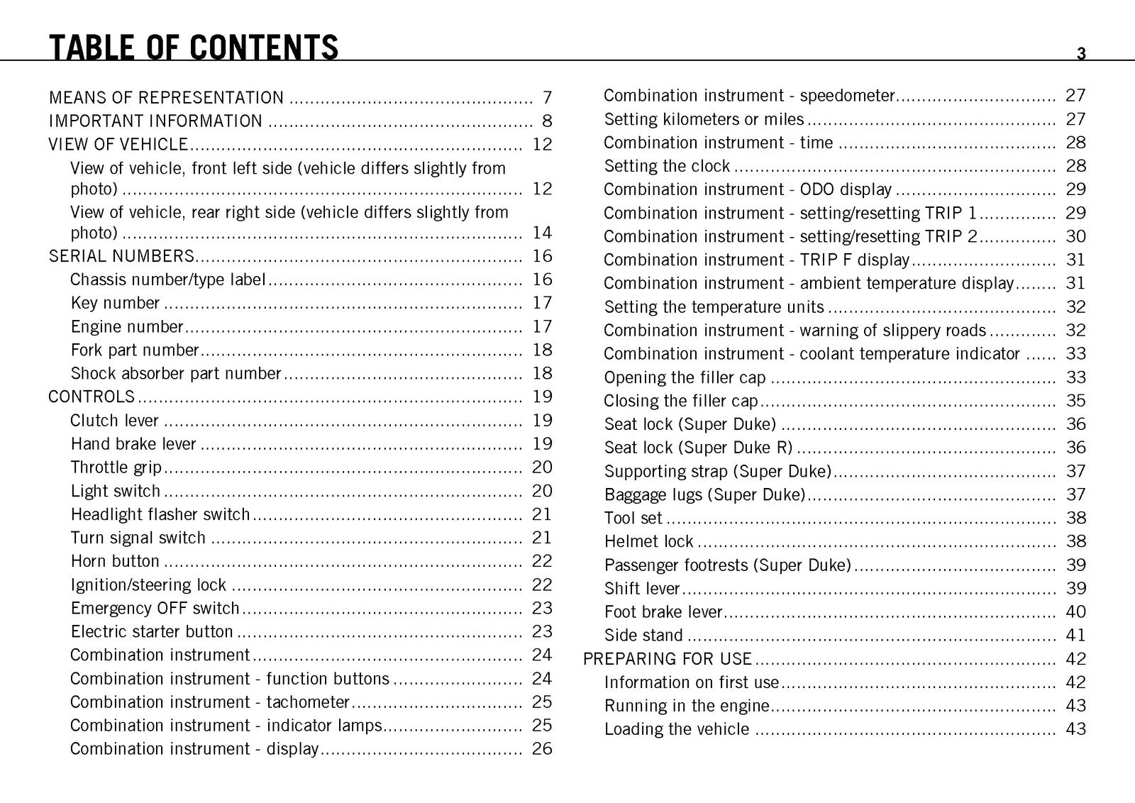 KTM 990 Super Duke Owners Manual 2011 - STEEL WIRE BOUND - PROTECTIVE COVERS