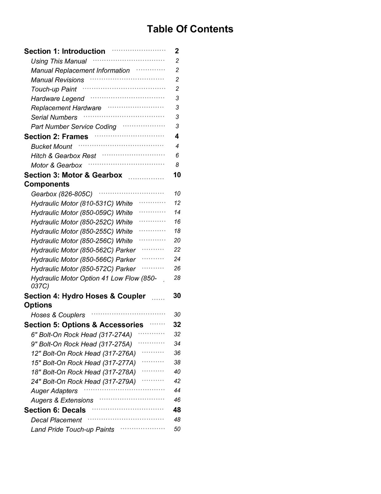 LAND PRIDE SA20 Series Post Hole Digger Parts Manual 2024 - WIRE BOUND - COVERS