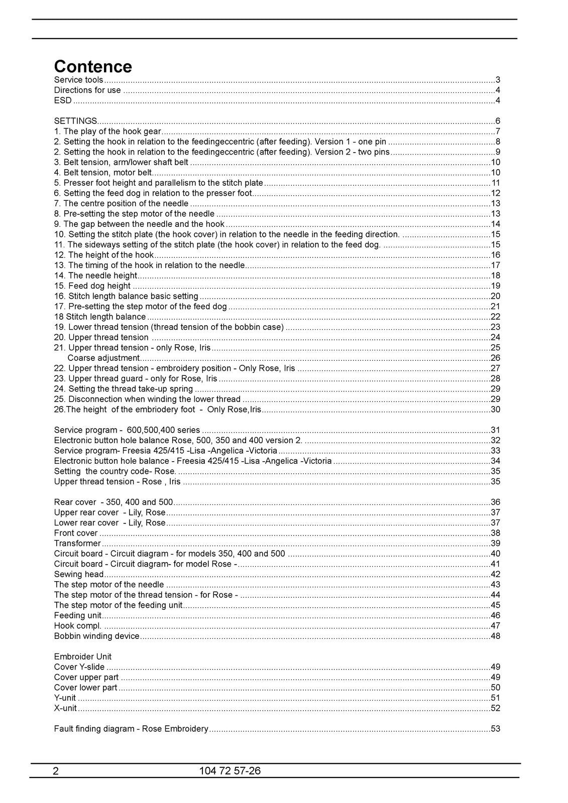 HUSQVARNA VIKING 600 500 400 350 Sewing Machine Service Manual 2003 - WIRE BOUND