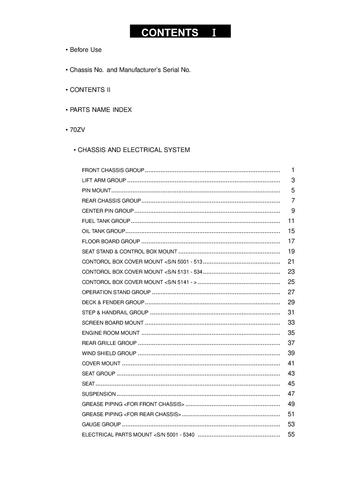 KAWASAKI 70ZV Wheel Loader Parts Manual 2006 SN 70C4-5001 Up - WIRE BOUND