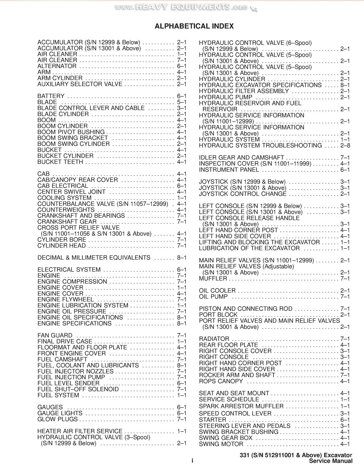 BOBCAT X331 Excavator Service Manual SN 512911001 Up 1996, FOLDOUTS