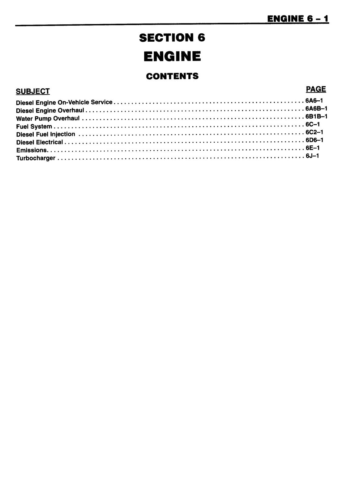 ISUZU 6HK1-TC Engine FSR FTR FVR FRR WT5500 Service Manual 1998-2001 - BOUND