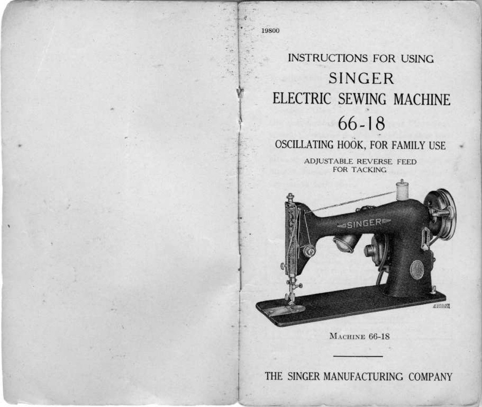 SINGER 66-18 Sewing Machine Instruction Manual 1941 - WIRE BOUND - TOUGH COVERS