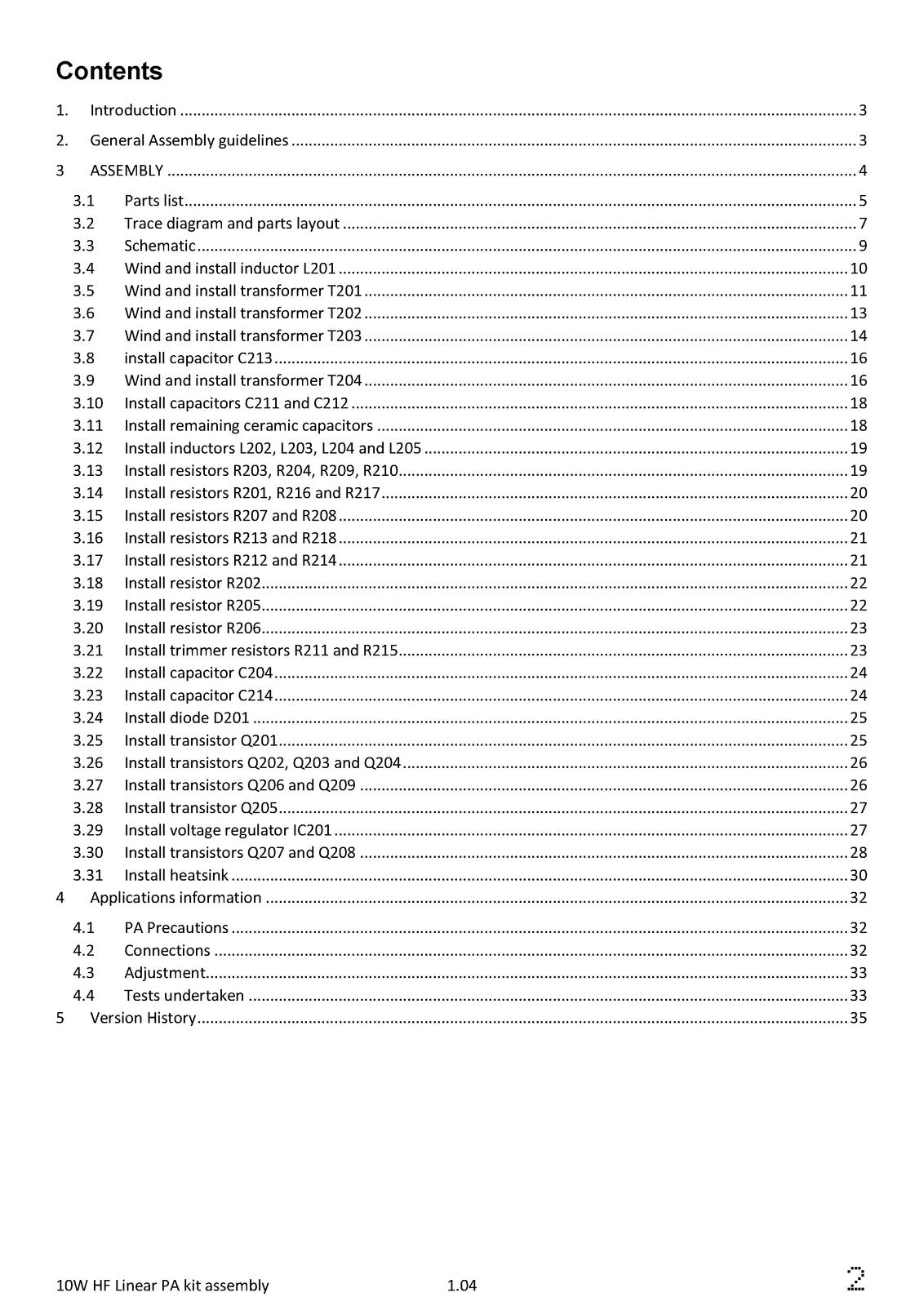 QRP LABS 10W HF Linear PA Kit Assembly Manual 2018 - WIRE BOUND - TOUGH COVERS