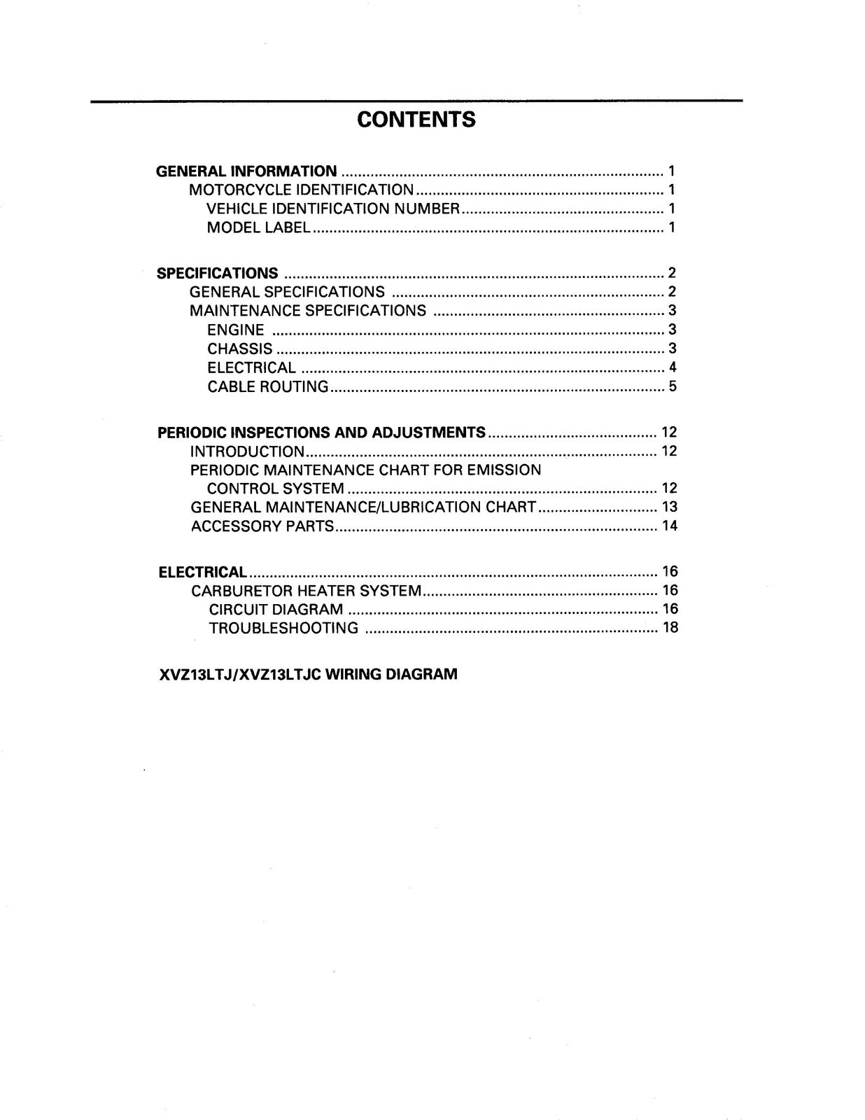 YAMAHA Royal Star XVZ13 Tour Classic Service Manual 1996-2001 - WIRE BOUND