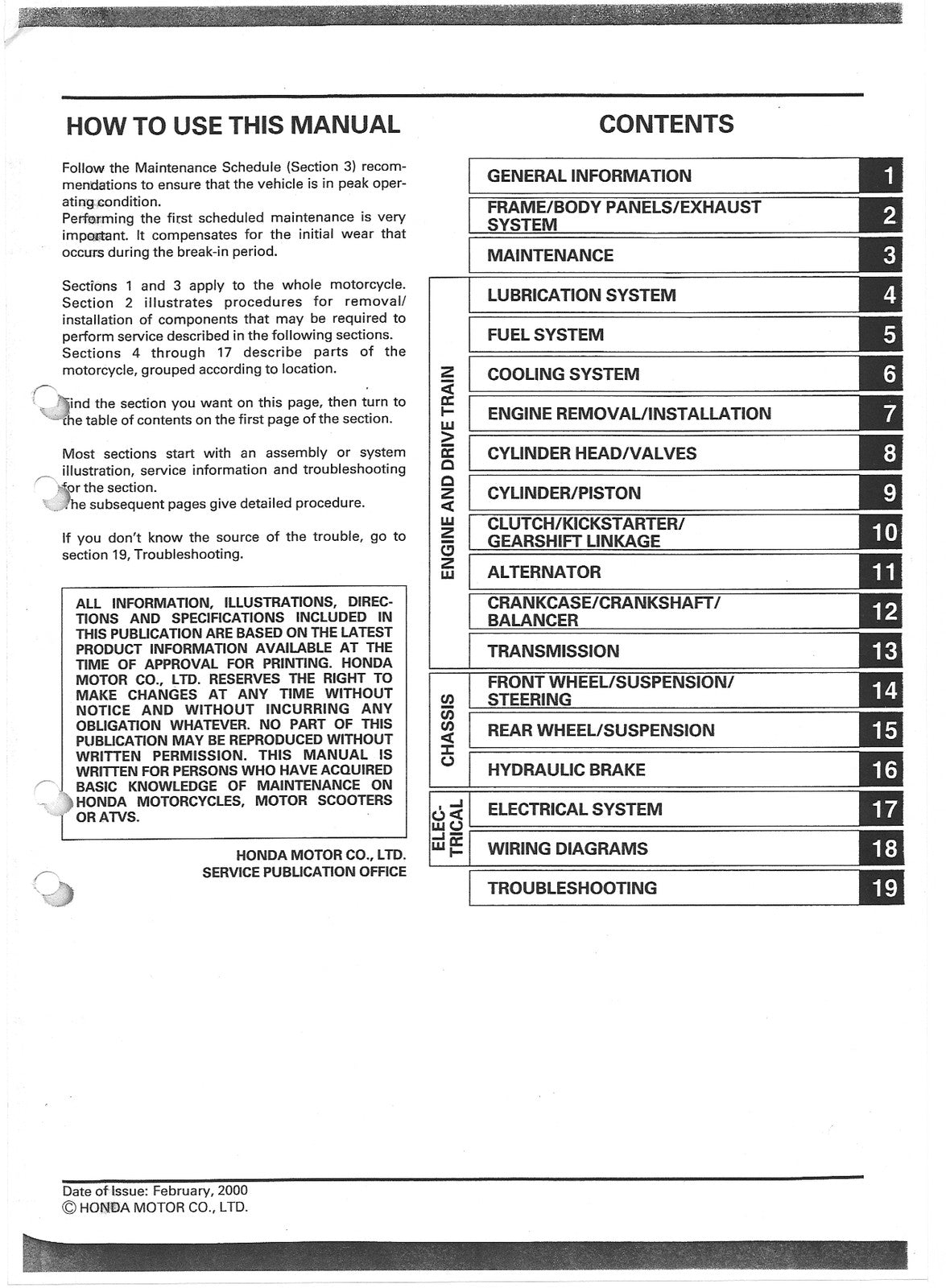 HONDA XR650R Motorcycle Shop Manual - STEEL WIRE BOUND - PROTECTIVE COVERS