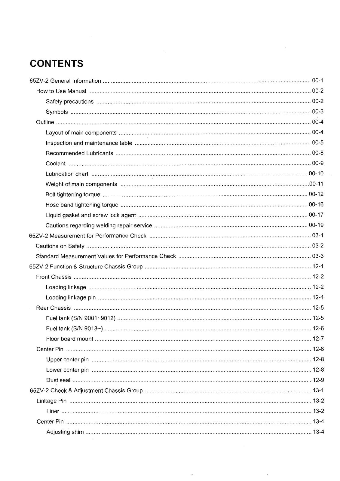 KAWASAKI 65ZV-2 Wheel Loader Shop Manual SN 65J4-9001 Up 2011, FOLDOUTS