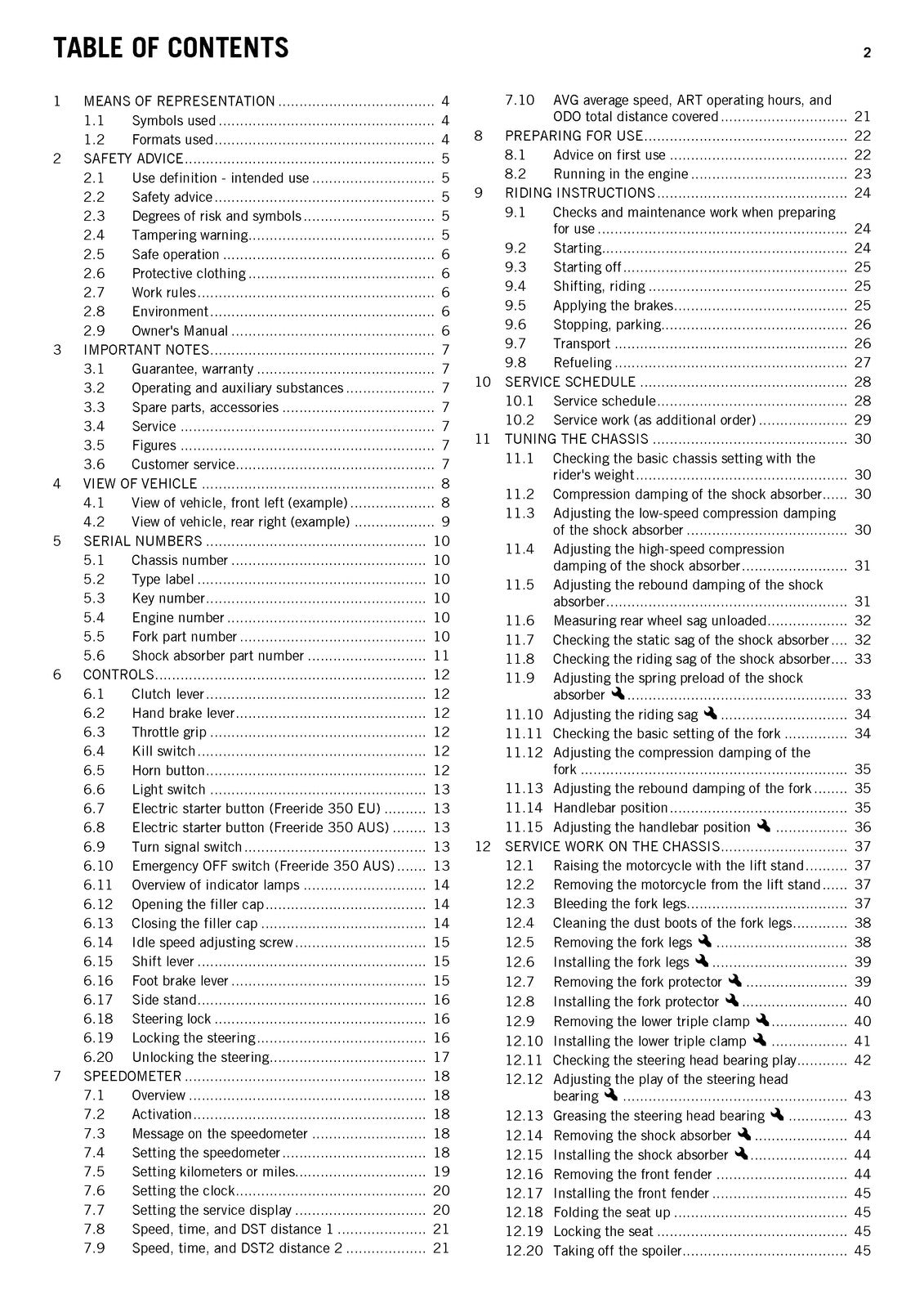 KTM Freeride 350 EU AUS Motorcycle Owners Manual 2014 - WIRE BOUND - COVERS