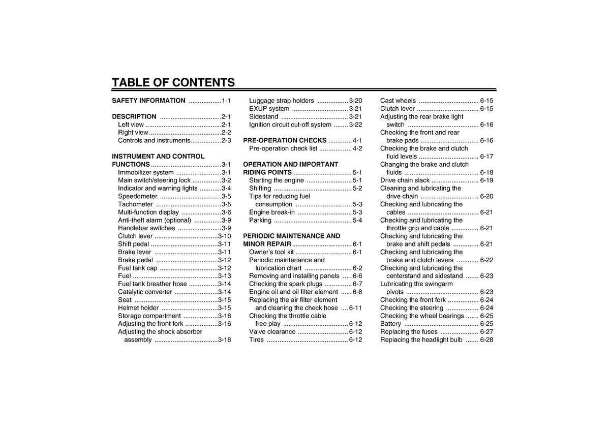YAMAHA XJR1300 Owners Manual 2007 - STEEL WIRE BOUND - PROTECTIVE COVERS