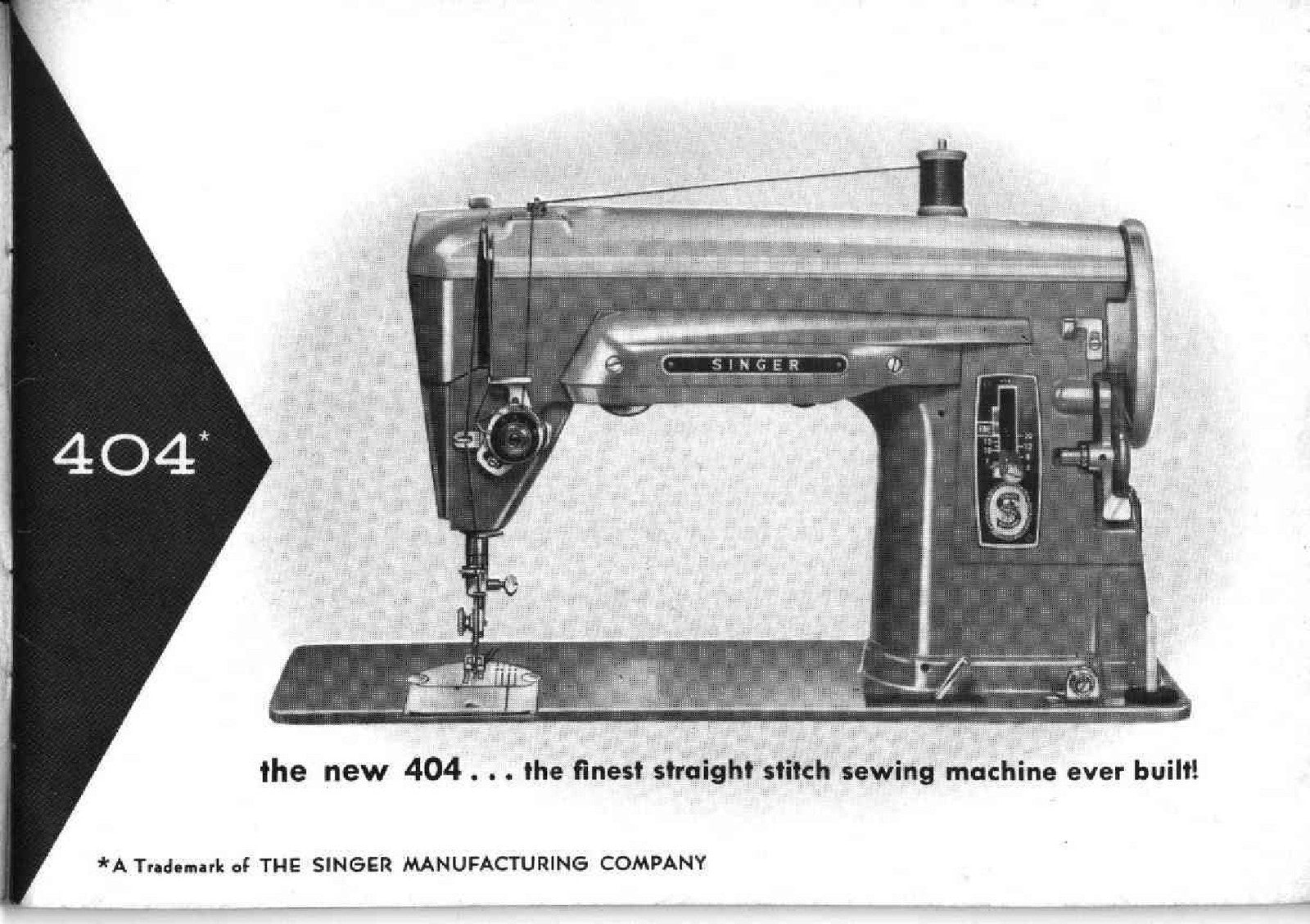SINGER 404 Slant Needle Sewing Machine Instruction Manual - WIRE BOUND - COVERS