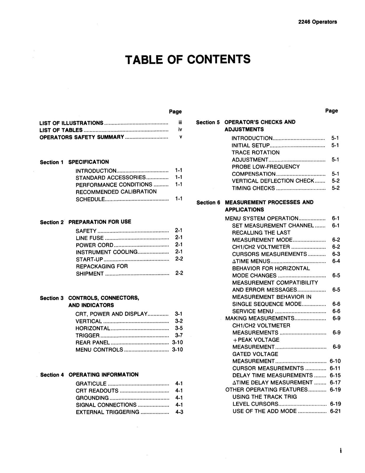 TEKTRONIX 2246 100 MHz Portable Oscilloscope Operators Manual 1986 - WIRE BOUND