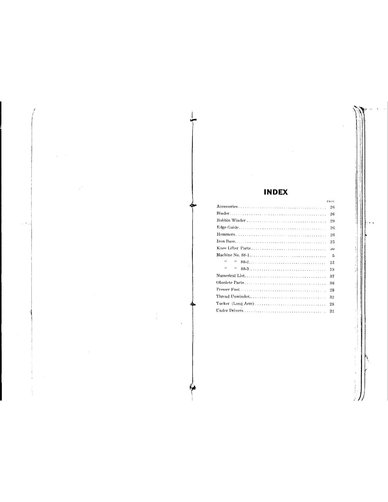 SINGER 88-1 To 88-3 Sewing Machine Parts List Manual 1909 - WIRE BOUND - COVERS