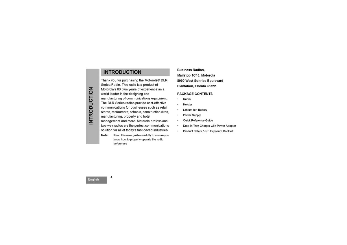 MOTOROLA DLR1020 DLR1060 Two-Way Radio User Guide Manual - WIRE BOUND - COVERS