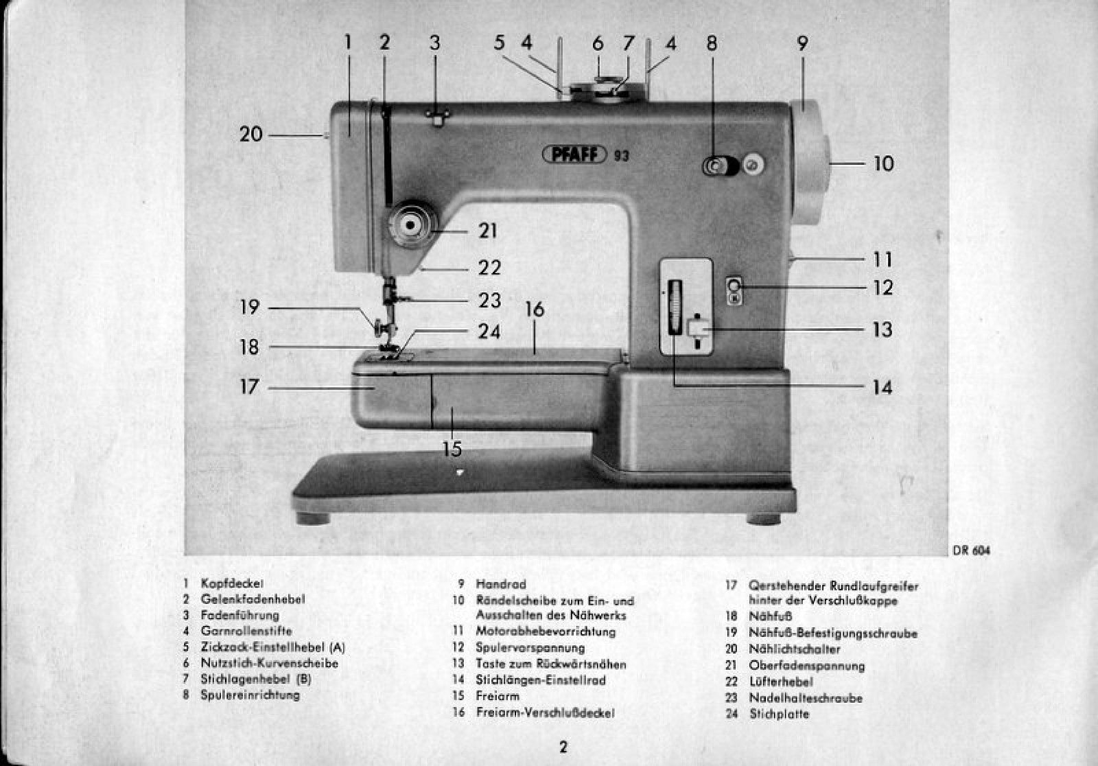 PFAFF 93 Sewing Machine Instruction Manual - STEEL WIRE BOUND - TOUGH COVERS