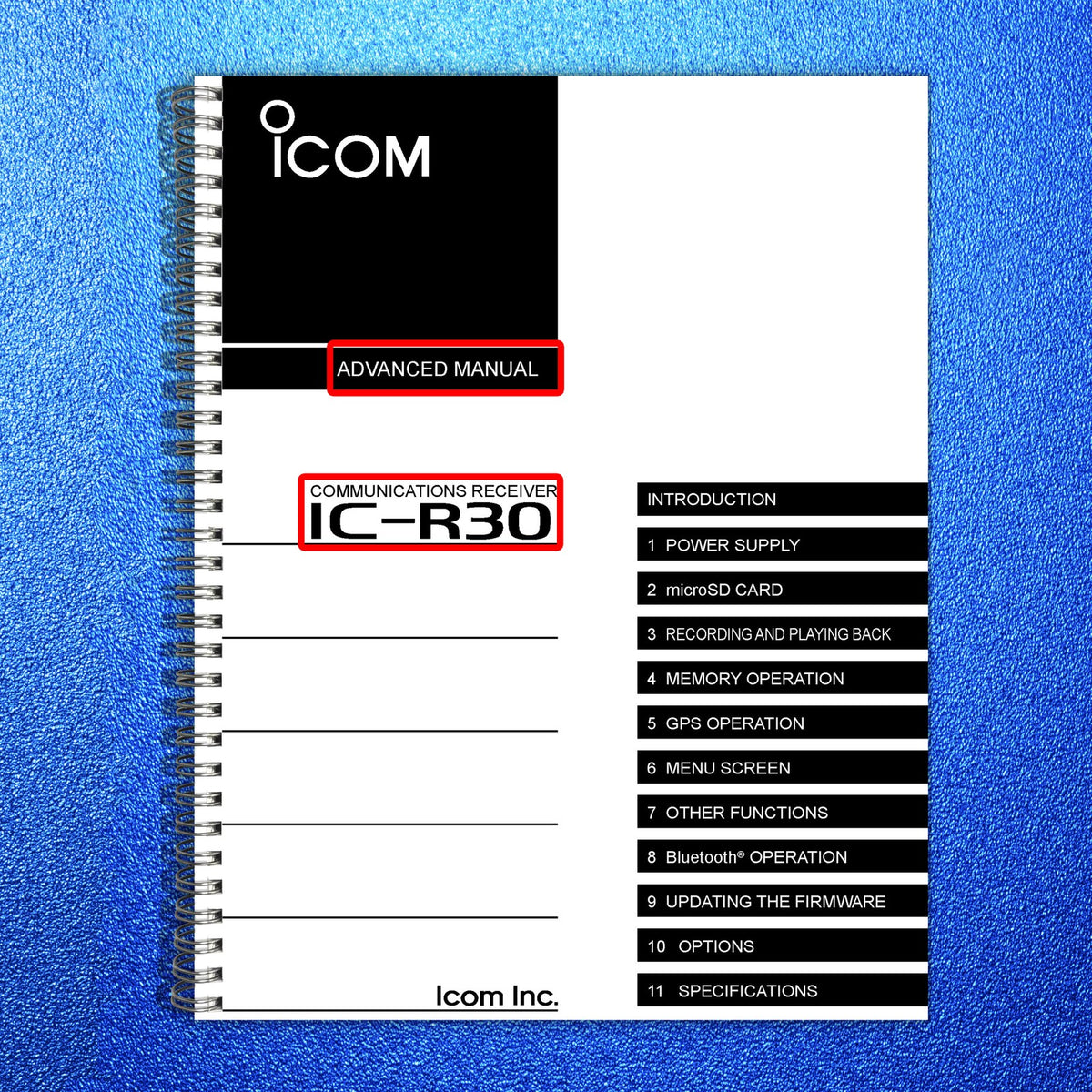 ICOM IC-R30 Basic & Advanced Manual BUNDLE - STEEL WIRE BOUND - TOUGH COVERS