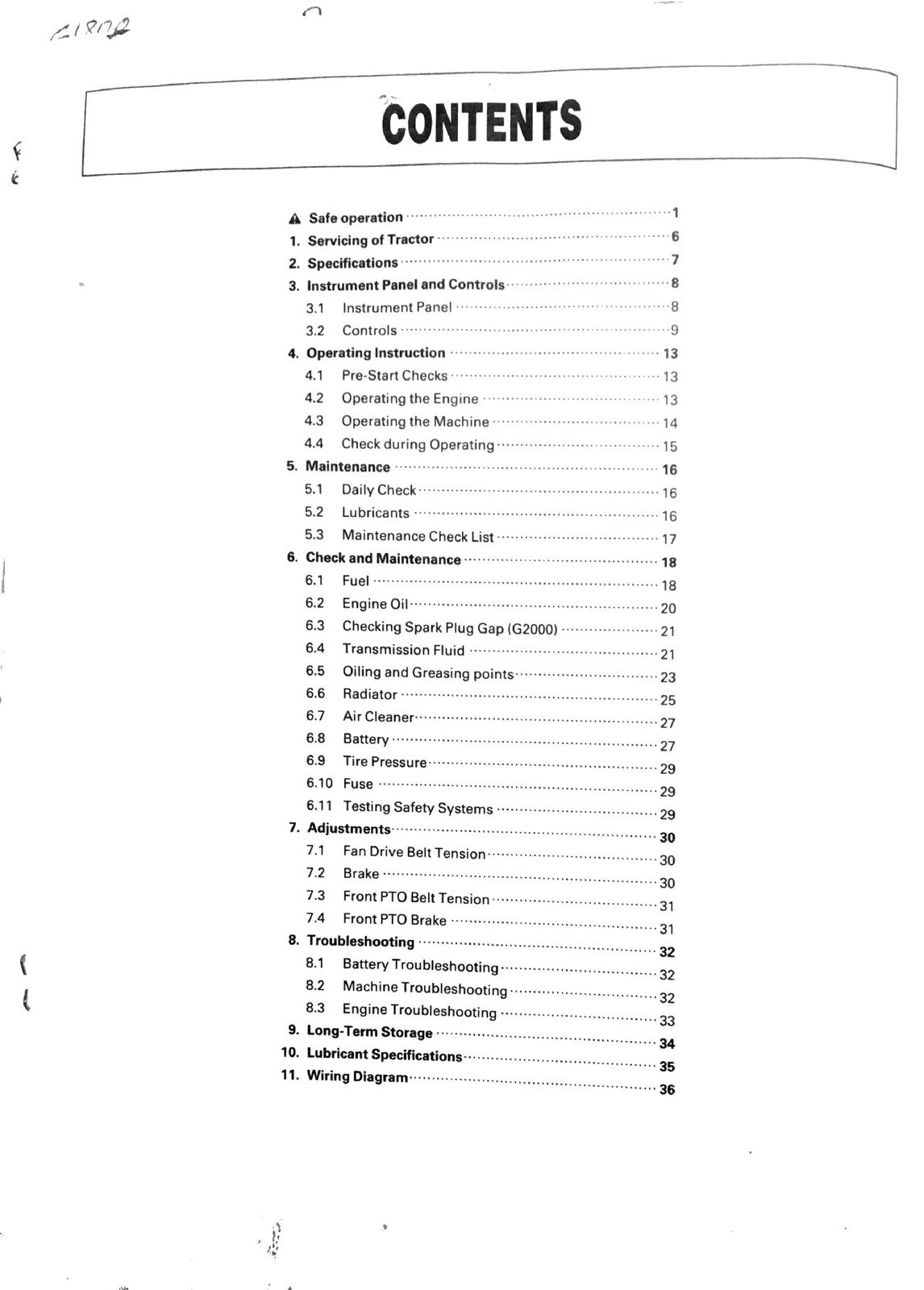 KUBOTA G2000 G1900 G1800 Operators Manual - STEEL WIRE BOUND - PROTECTIVE COVERS