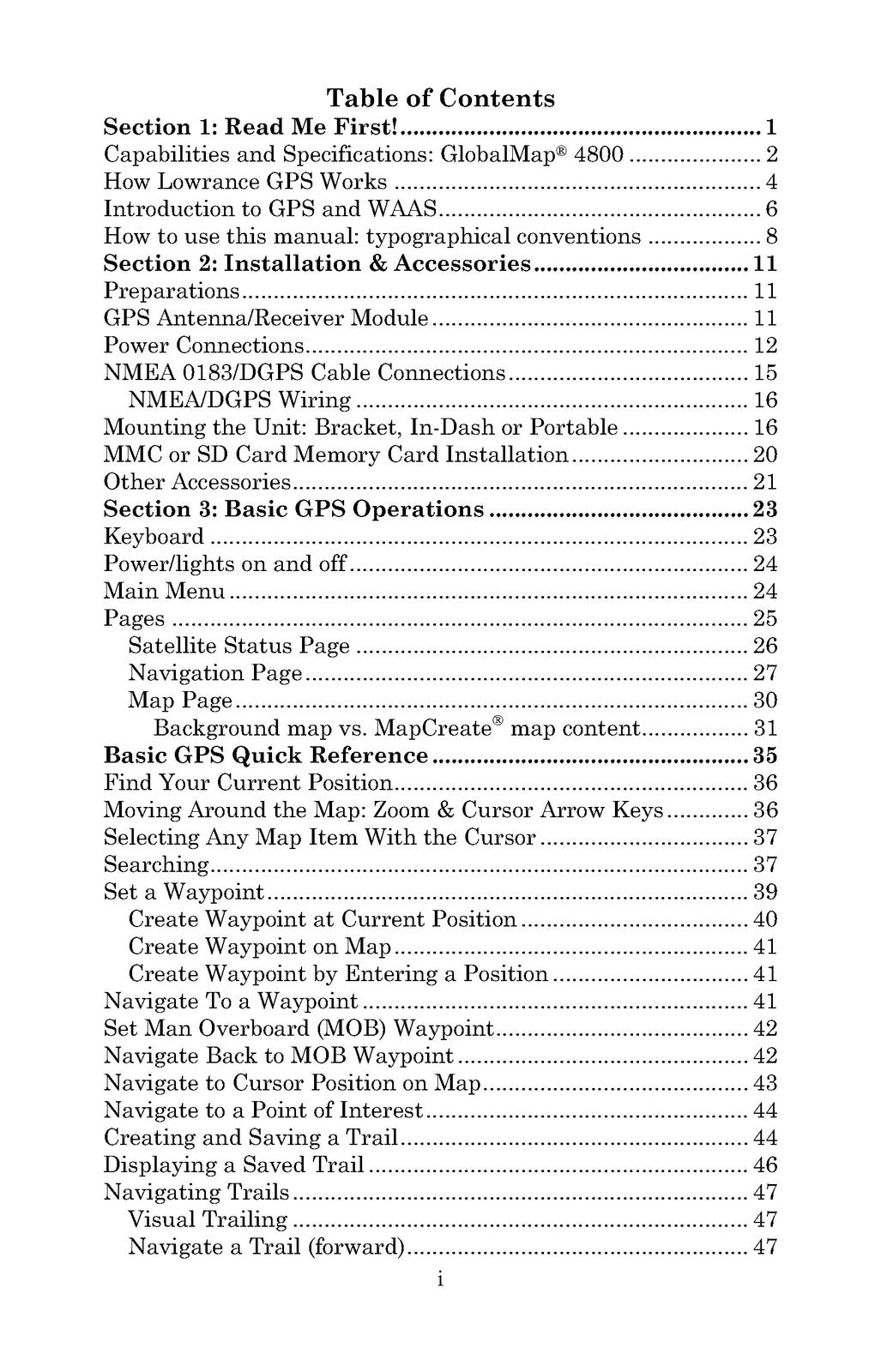 LOWRANCE GlobalMap 4800M GPS Receiver Operation Instructions Manual - WIRE BOUND