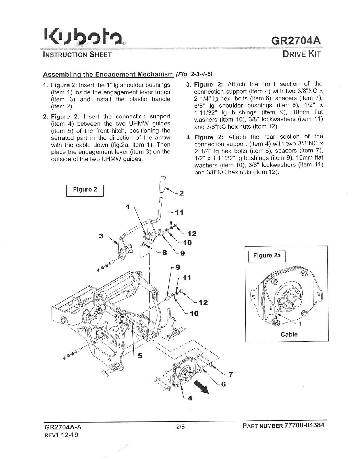 KUBOTA GR2704A GR2700 GR2700A GR2700B Fun Connect Drive Kit Manual - WIRE BOUND