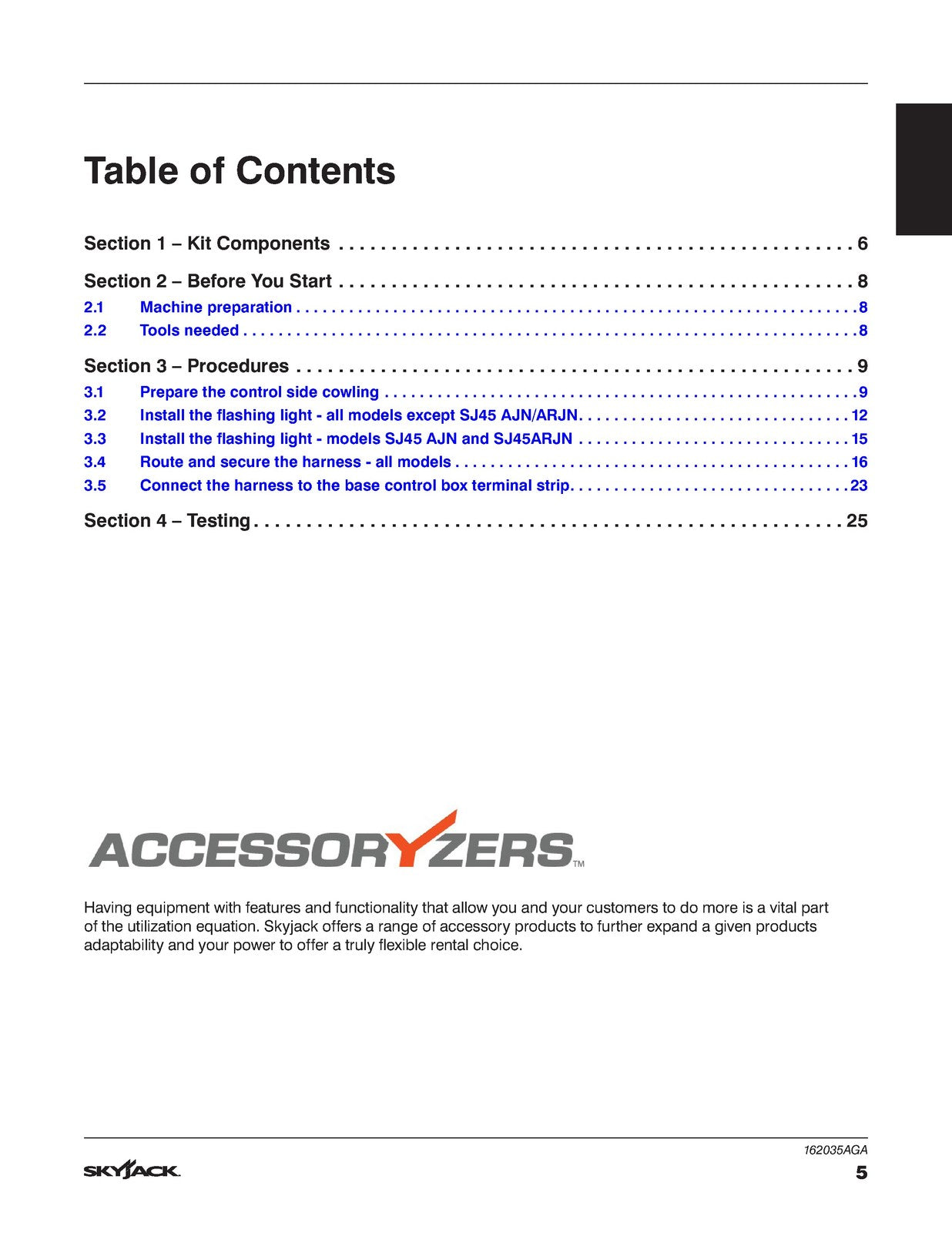 SKYJACK SJ40 45 61 66 82 86  More Flashing Light Installation Manual 2026