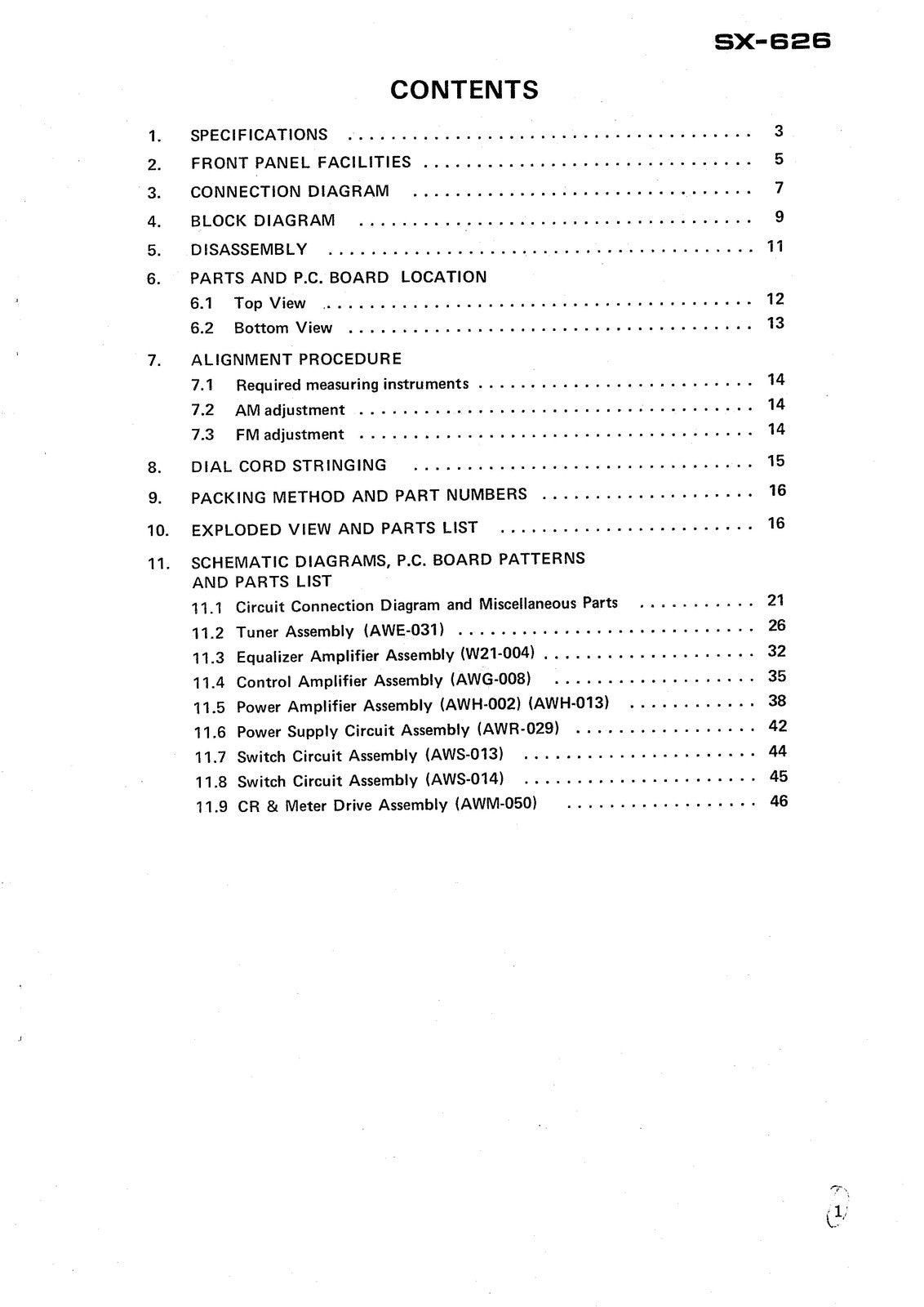 PIONEER SX-626 Stereo Receiver Service Manual - BOUND - COVERS - XL FOLDOUTS