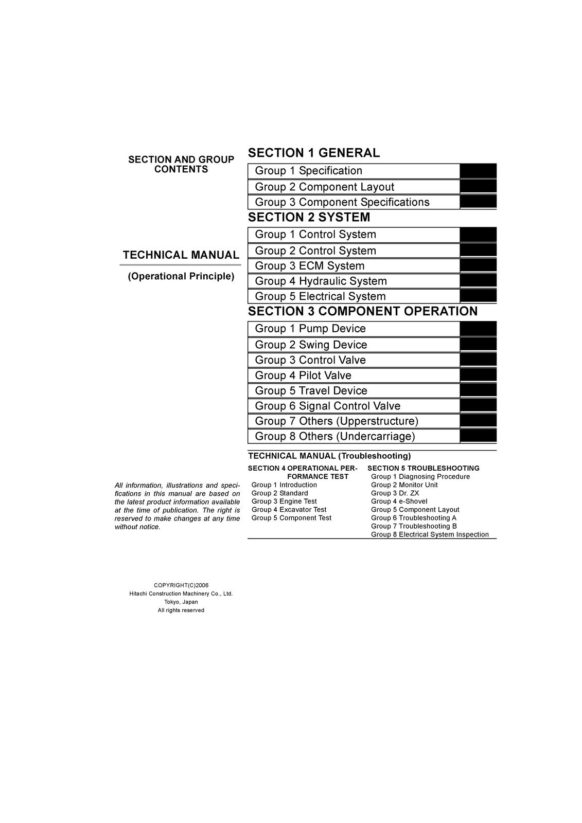 HITACHI ZAXIS 200-3 240-3 270-3 Class Technical Service Manual - WIRE BOUND