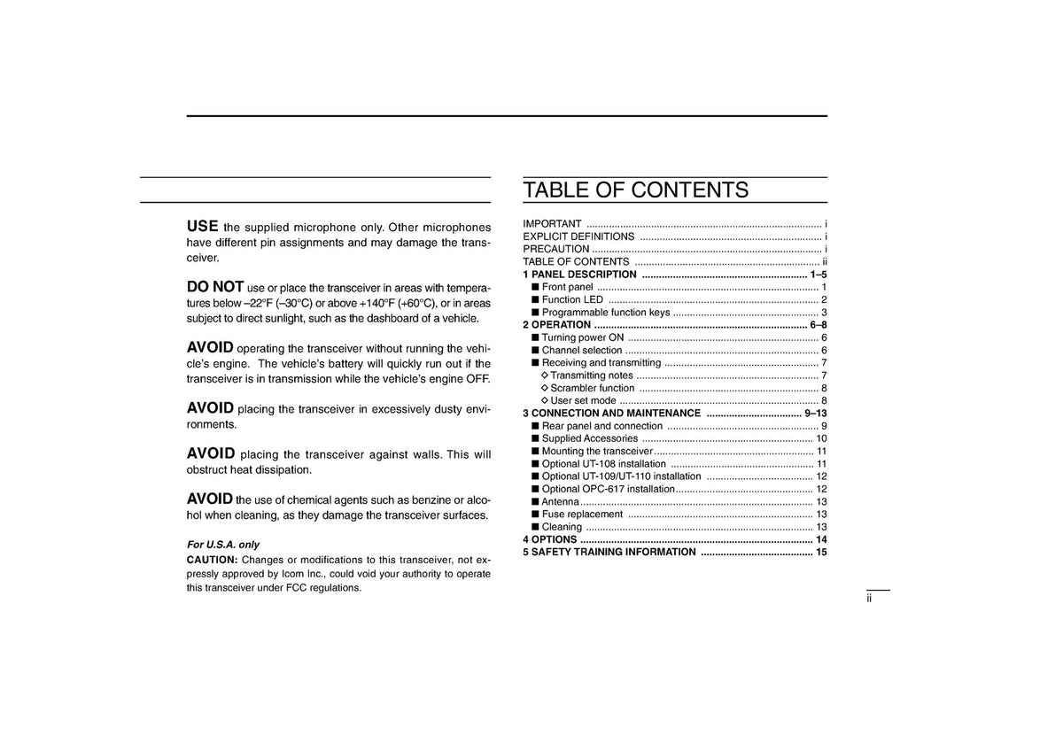 ICOM IC-F111S IC-F121S IC-F211S IC-F221S Transceiver Instruction Manual - BOUND