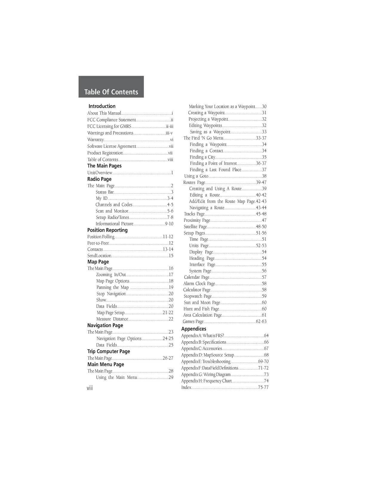 GARMIN Rino 110 2-Way Radio Personal Navigator Owners Manual 2003 - WIRE BOUND