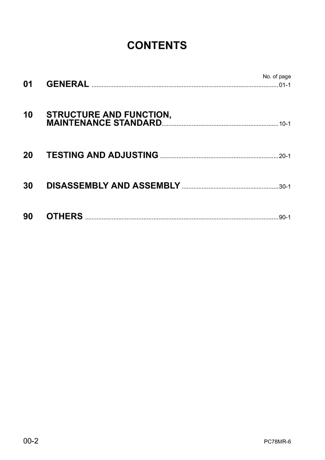 KOMATSU PC78MR-6 SHOP MANUAL - STEEL WIRE BOUND, TOUGH COVERS, FOLDOUT DIAGRAMS