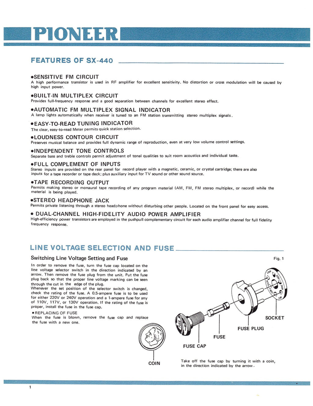 PIONEER SX-440 Service Manual WIRE BOUND - TOUGH COVERS - FOLDOUT DIAGRAMS!