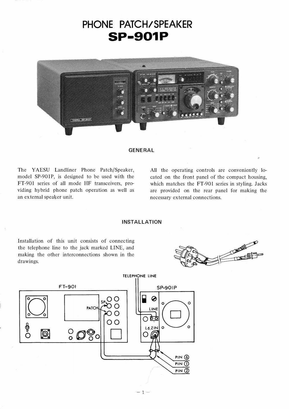 YAESU SP-901P Speaker User Manual - STEEL WIRE BOUND - PROTECTIVE COVERS