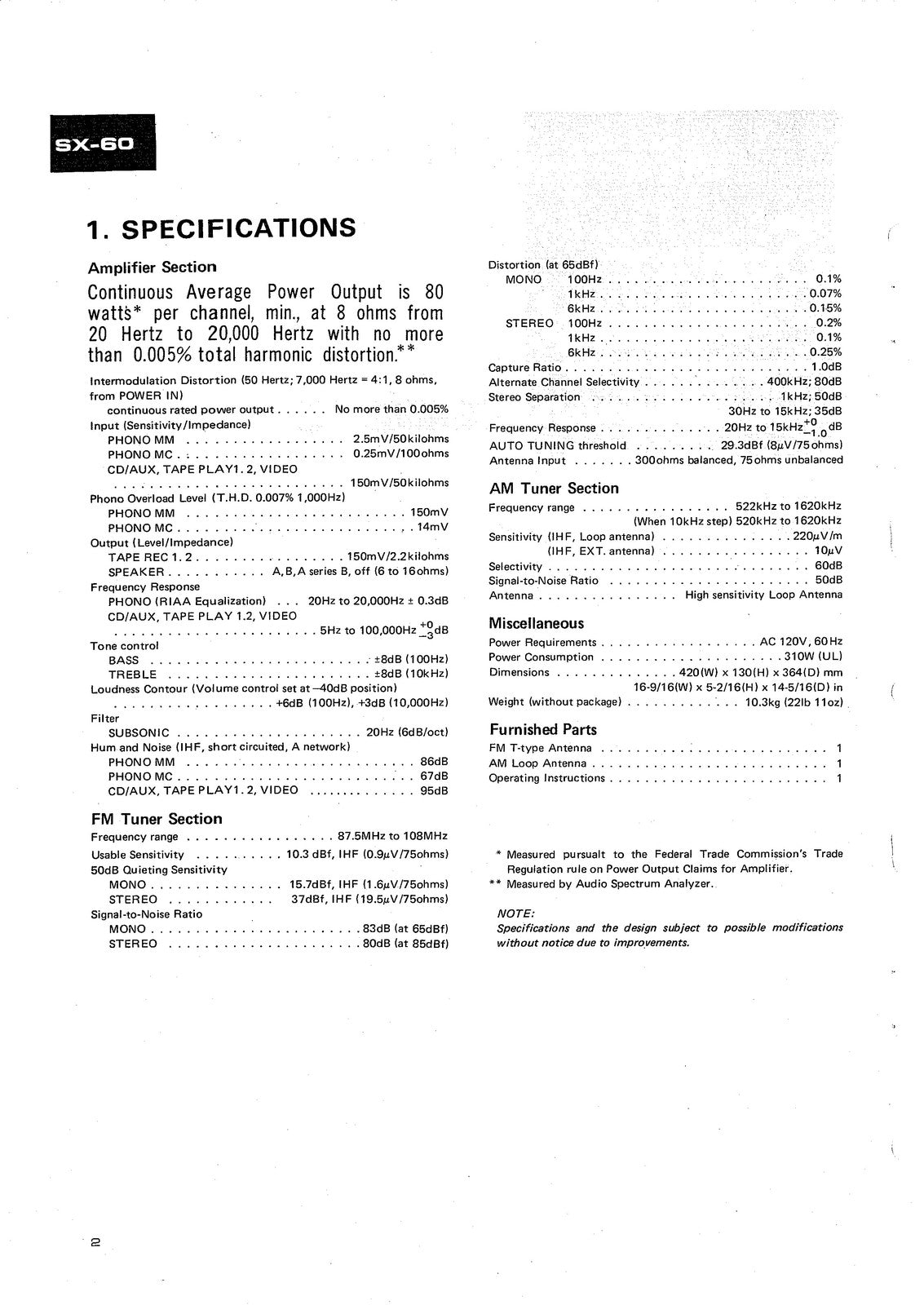 PIONEER SX-60 AM FM Stereo Receiver Service Manual 1983 - WIRE BOUND - COVERS