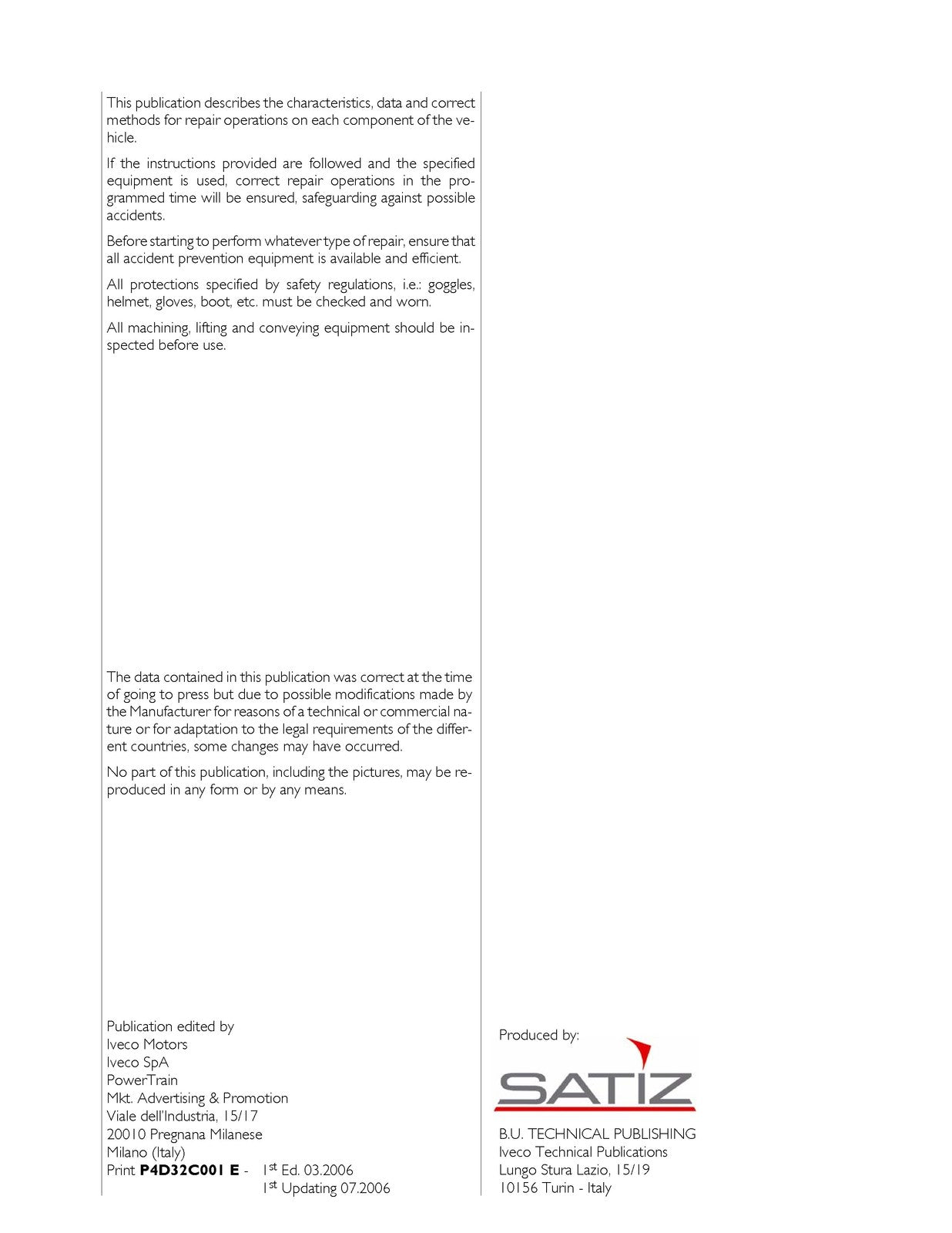 IVECO Cursor 78 Cursor 13 Tier 2 Technical And Repair Manual 2006 - WIRE BOUND